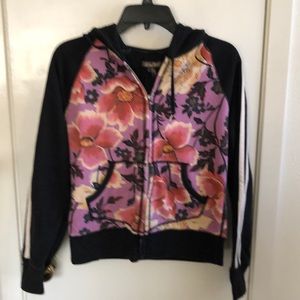 Vintage Lucky Brand hoodie sweatshirt black floral